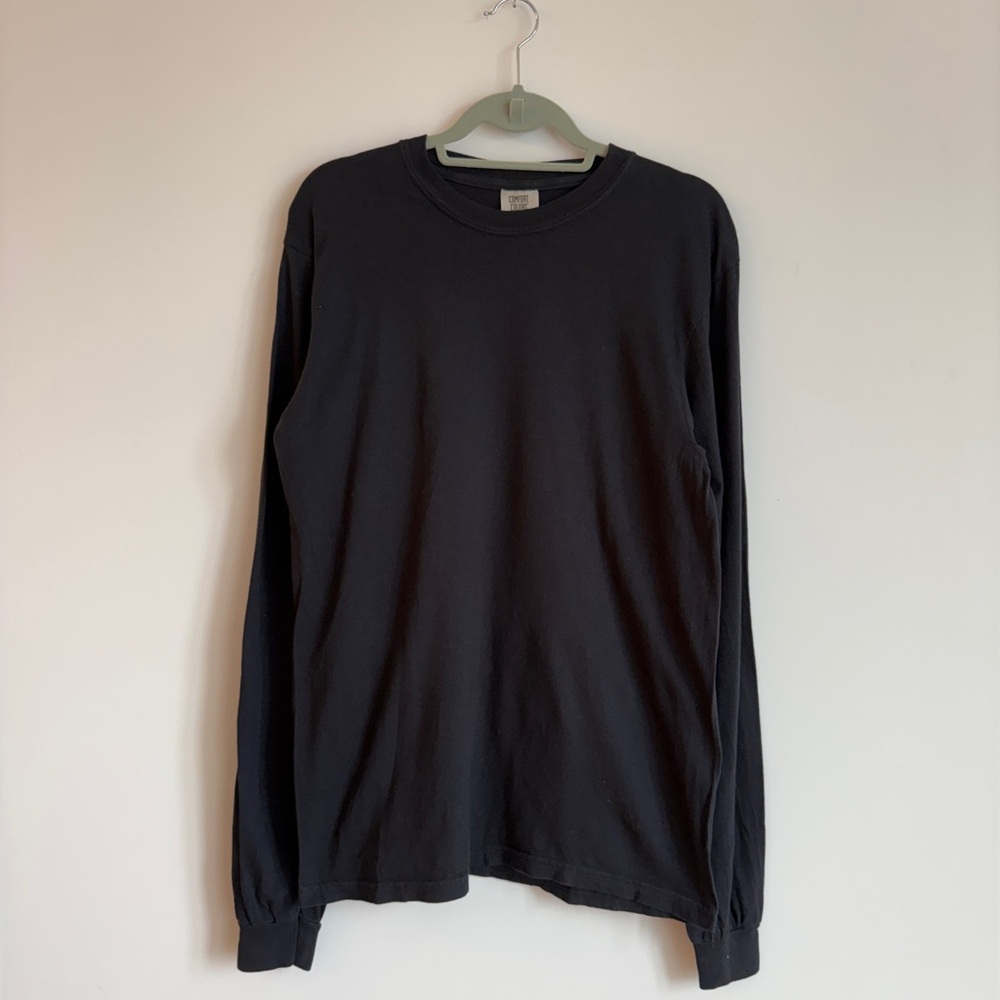 Comfort Colors Men's Black/ Charcoal Long Sleeve Tee